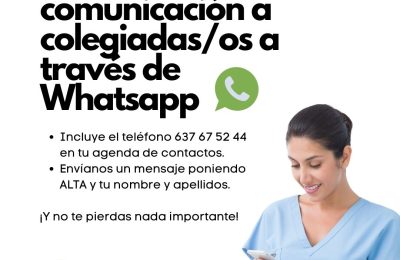 Nuevo Servicio: Canal De WhatsApp Del Colegio De Enfermería De Murcia
