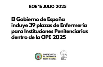 El Gobierno Central aprueba la OPE 2025 que incluye 39 plazas de Enfermería de Instituciones Penitenciarias
