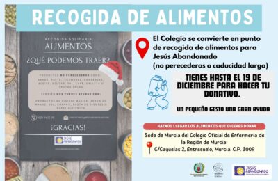 El Colegio se convierte en punto de recogida de alimentos hasta el 19 de diciembre para Jesús Abandonado