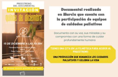 ’15 de Diciembre’ es un cortometraje documental sobre los cuidados paliativos en la Filmoteca Regional de Murcia