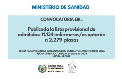 El Ministerio de Sanidad publica la lista provisional de admitidos de los aspirantes al EIR 2025-2026