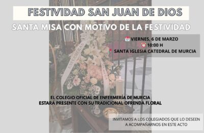 El Colegio de Enfermería de la Región de Murcia participa en la celebración de San Juan de Dios con una misa en la Catedral