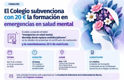 El Colegio colabora con la UMU favoreciendo la formación de sus colegiados al bonificar el curso de Emergencias en Salud Mental